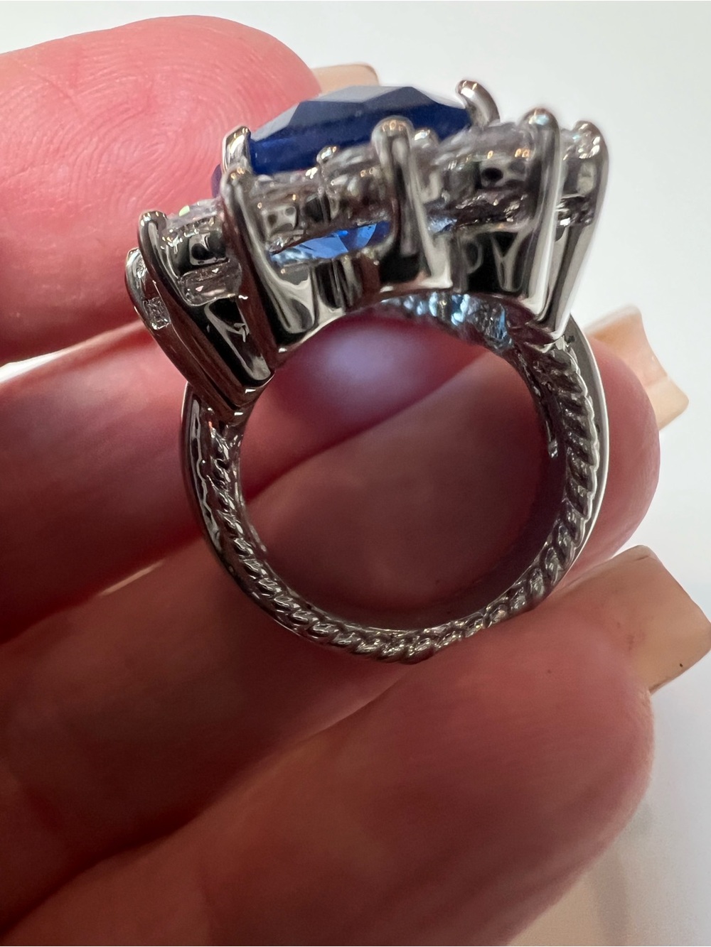 Kenneth Jay Lane Princess Diana inspired sapphire and cubic zirconia ring. - Picture 5 of 6